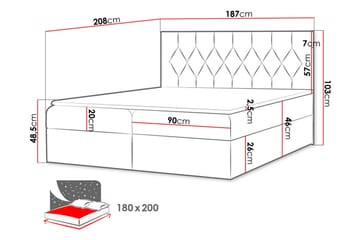 Kontinentalseng 184x208 cm - Blå - Møbler - Senger - Komplett sengepakke