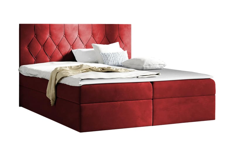 Kontinentalseng 184x208 cm - Rød - Senger med oppbevaring - Komplett sengepakke