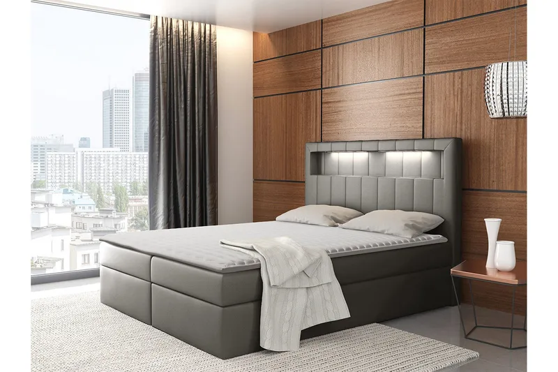 Kontinentalseng 200x200 Grå - Grå - Møbler - Senger - Komplett sengepakke