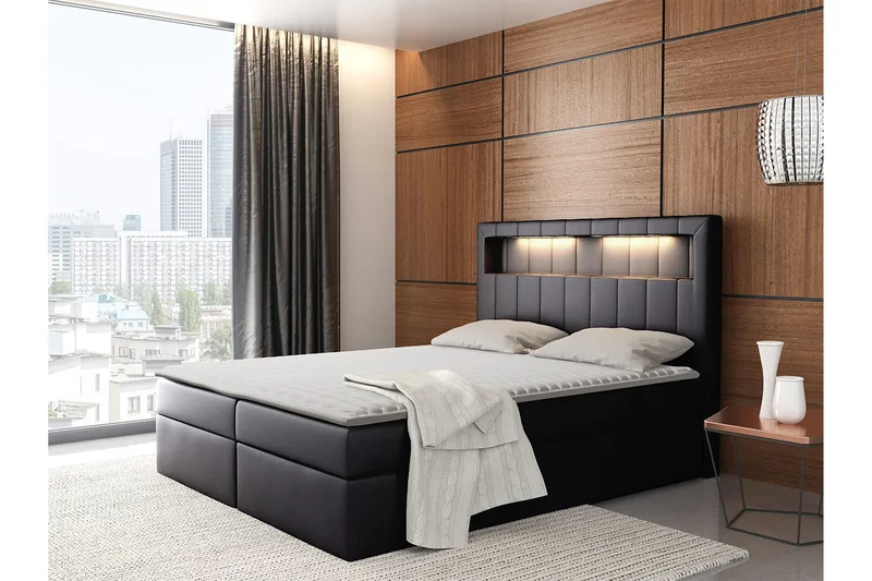 Kontinentalseng 200x200 - Svart - Møbler - Senger - Komplett sengepakke