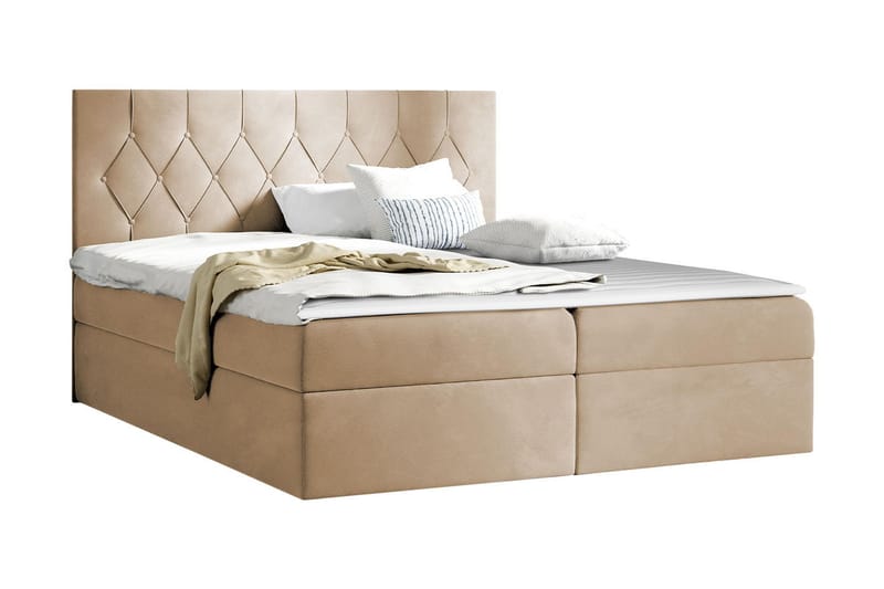 Kontinentalseng 204x208 cm - Beige - Senger med oppbevaring - Komplett sengepakke