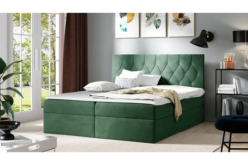 Kontinentalseng 204x208 cm - Grønn - Møbler - Senger - Komplett sengepakke