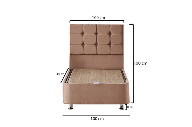 Kontinentalseng Eathelin 100x200 cm - Lysebrun - Kontinentalsenger - Komplett sengepakke