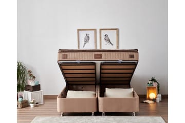 Kontinentalseng Eathelin 140x190 cm - Lysebrun - Møbler - Senger - Komplett sengepakke