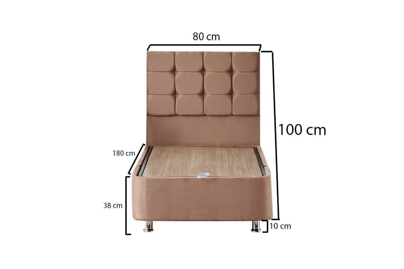Kontinentalseng Eathelin 80x180 cm - Lysebrun - Møbler - Senger - Komplett sengepakke