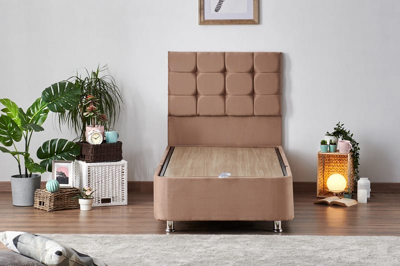 Kontinentalseng Eathelin 80x180 cm - Lysebrun - Møbler - Senger - Komplett sengepakke