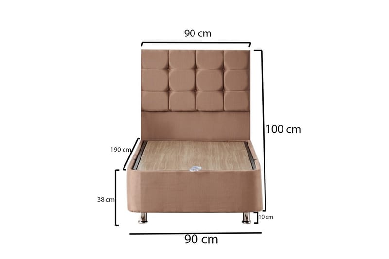 Kontinentalseng Eathelin 90x190 cm - Lysebrun - Møbler - Senger - Komplett sengepakke
