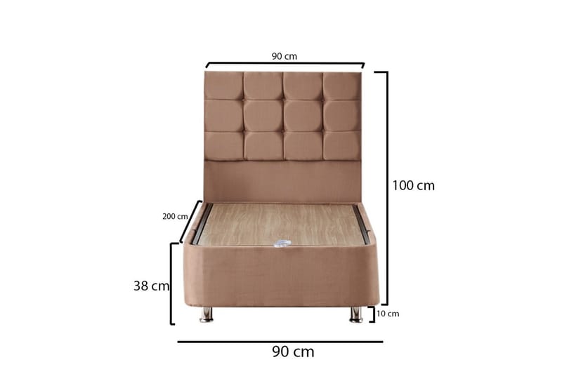 Kontinentalseng Eathelin 90x200 cm - Lysebrun - Møbler - Senger - Komplett sengepakke