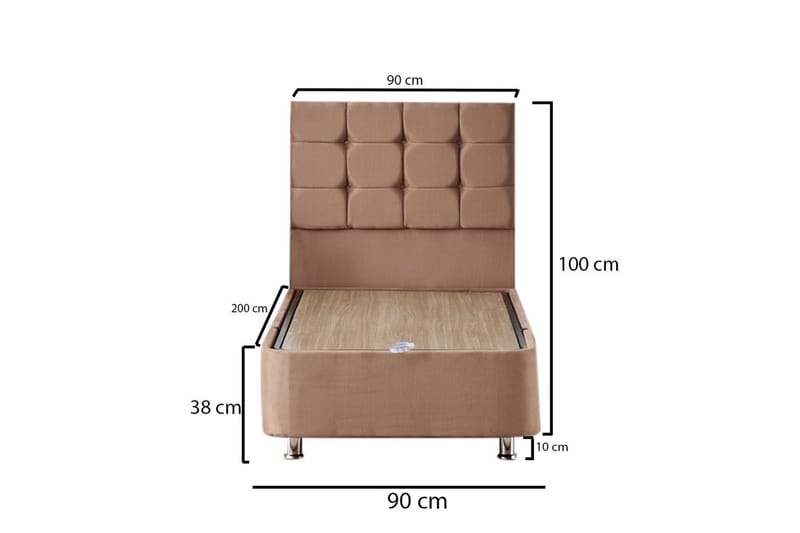 Kontinentalseng Eathelin 90x200 cm - Lysebrun - Kontinentalsenger - Komplett sengepakke