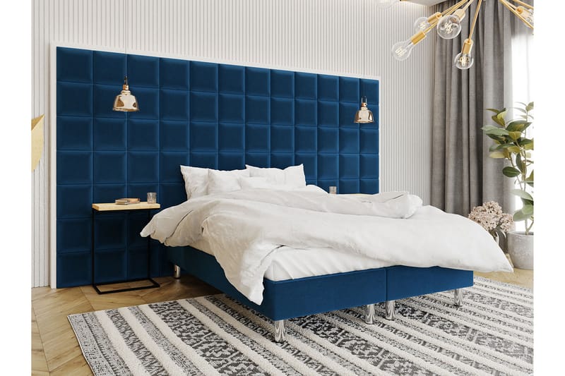 Kontinentalseng Forenza 160x200 cm+Panel 30 cm - Blå - Komplett sengepakke