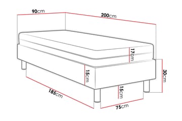 Kontinentalseng Forenza 90x200 cm+Panel 40 cm - Blå - Møbler - Senger - Komplett sengepakke
