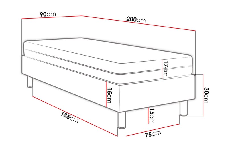 Kontinentalseng Forenza 90x200 cm+Panel 40 cm - Blå - Møbler - Senger - Komplett sengepakke