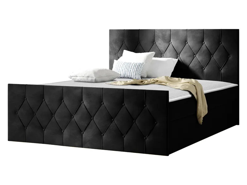 Kontinentalseng med Oppbevaring 167x216 cm, Svart