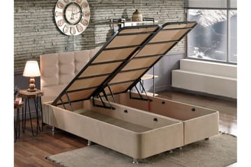 Kontinentalseng Tizapan 90x190 cm - Lysebrun - Møbler - Senger - Komplett sengepakke