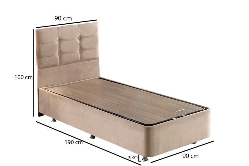 Kontinentalseng Tizapan 90x190 cm - Lysebrun - Møbler - Senger - Komplett sengepakke