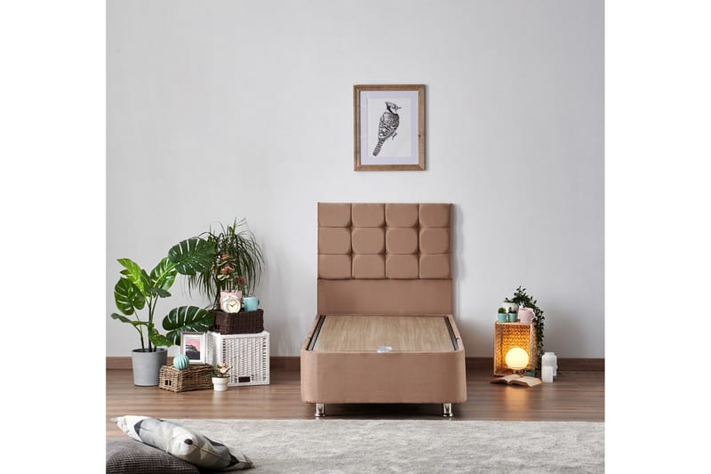 Kontinentalseng Pylpio 100x200 cm - Lysebrun - Møbler - Senger - Komplett sengepakke