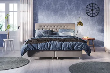 Meja Komplett Sengpakke 160x200 cm Dobbeltseng med Sengegavl - Grå - Møbler - Senger - Kontinentalsenger