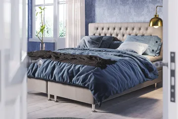 Meja Komplett Sengpakke 160x200 cm Dobbeltseng med Sengegavl - Grå - Møbler - Senger - Kontinentalsenger