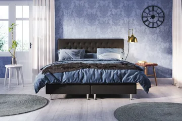 Meja Komplett Sengpakke 160x200 cm Dobbeltseng med Sengegavl - Svart - Møbler - Senger - Kontinentalsenger