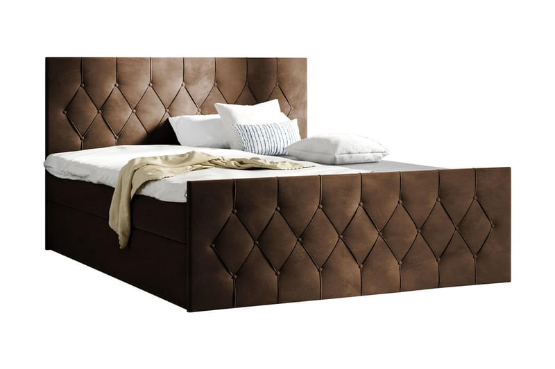 Oppbevaringsseng 167x216 cm - Brun - Møbler - Senger - Komplett sengepakke