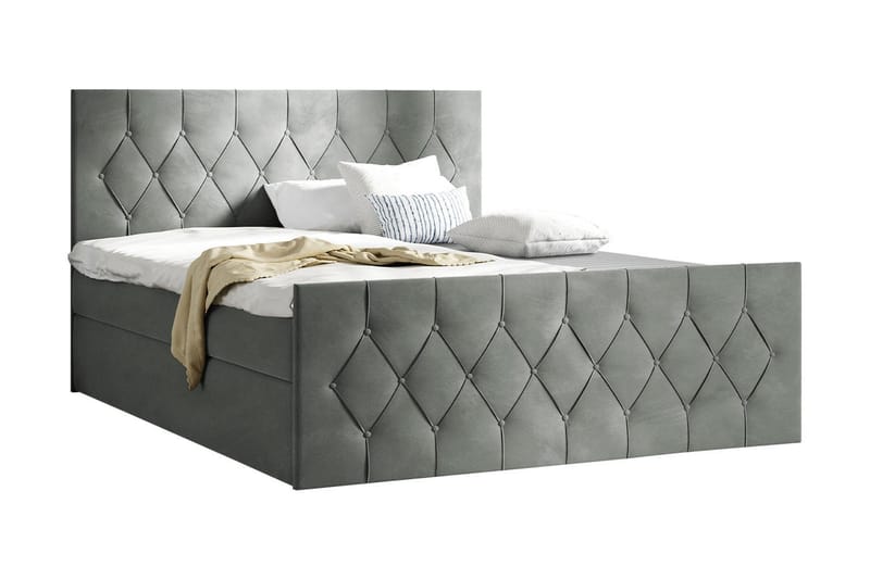 Oppbevaringsseng 167x216 cm - Grå - Møbler - Senger - Komplett sengepakke
