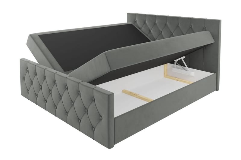 Oppbevaringsseng 167x216 cm - Grå - Senger med oppbevaring - Komplett sengepakke