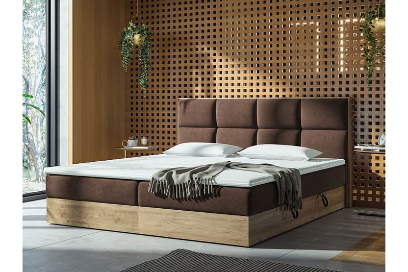 Oppbevaringsseng EUPHORIA 160x200 - Brun - Møbler - Senger - Komplett sengepakke