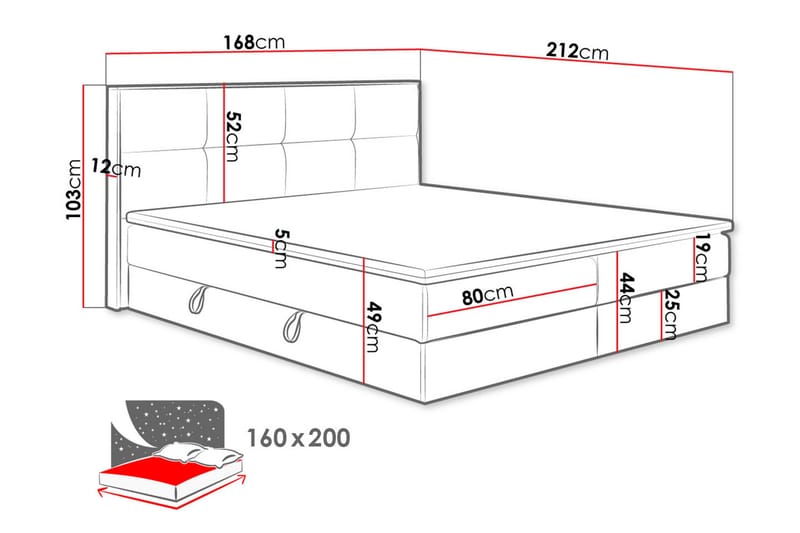 Oppbevaringsseng EUPHORIA 160x200 - Brun - Møbler - Senger - Komplett sengepakke