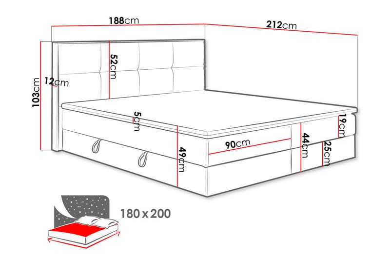 Oppbevaringsseng EUPHORIA 180x200 - Brun - Senger med oppbevaring - Komplett sengepakke