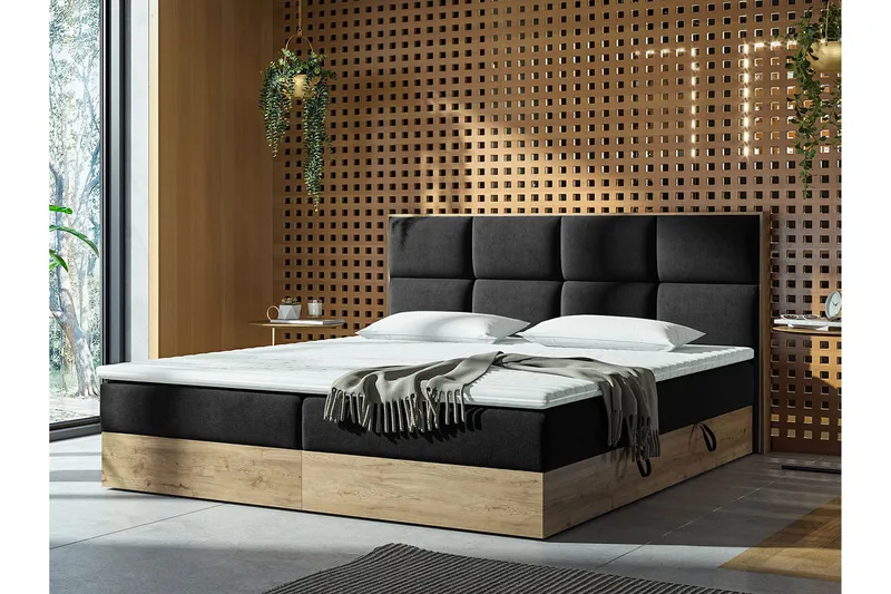 Oppbevaringsseng EUPHORIA 180x200 - Svart - Møbler - Senger - Komplett sengepakke