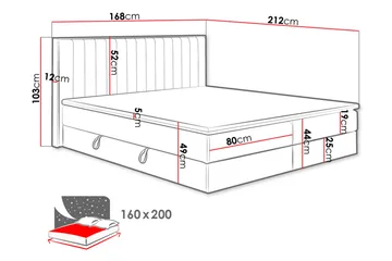 Oppbevaringsseng HARMONY 160x200 - Grå - Møbler - Senger - Komplett sengepakke
