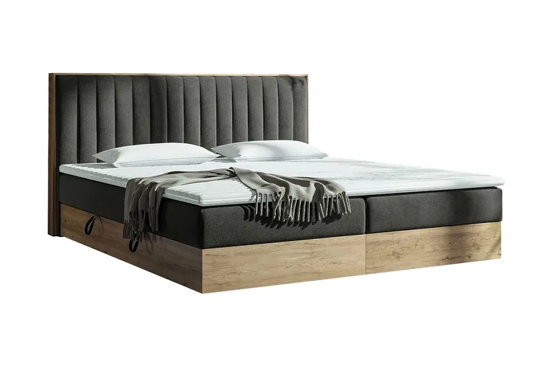 Oppbevaringsseng HARMONY 160x200 - Grå - Møbler - Senger - Komplett sengepakke
