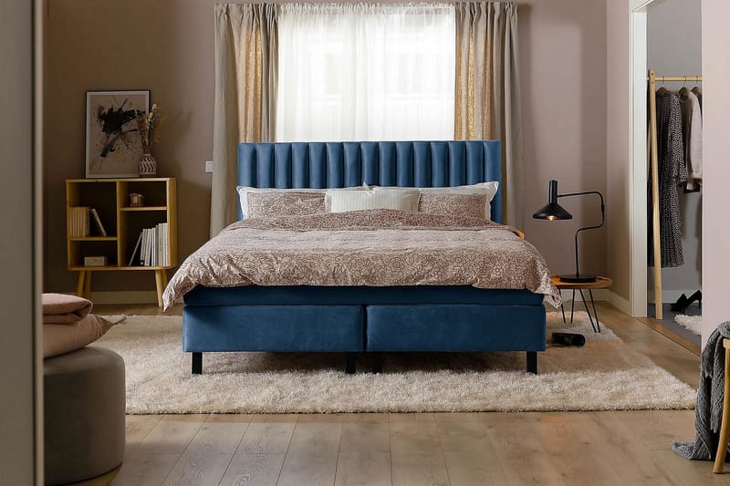 Princess Kontinentalseng 120x200cm - Mørkeblå/Fløyel - Møbler - Senger - Enkeltsenger