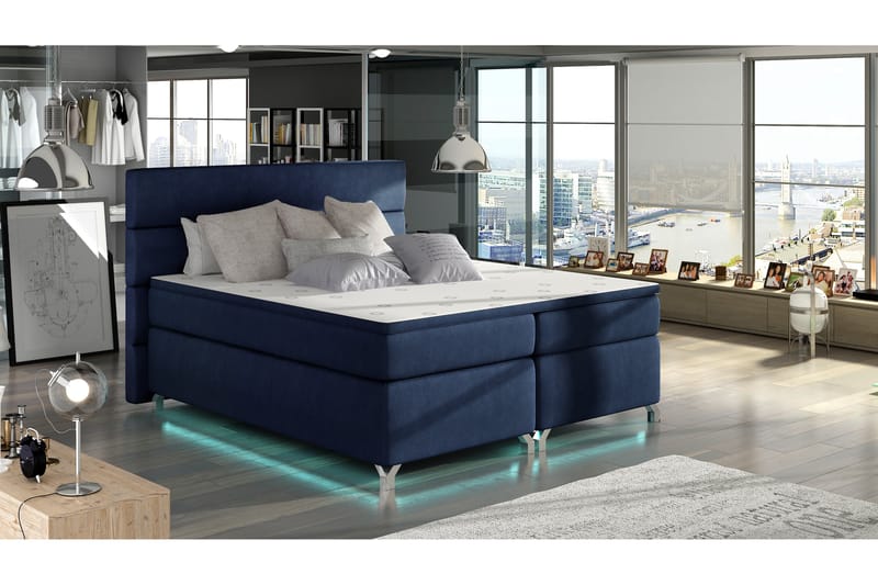 Rammeseng Lolloz 180x200 cm - Blå - Kontinentalsenger - Dobbeltsenger - Komplett sengepakke