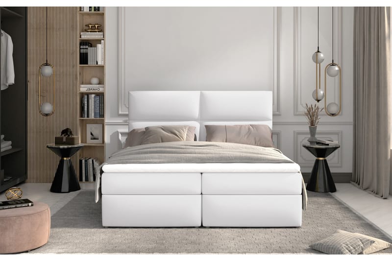 Sengepakke Epenede 140x200 cm - Lær/Hvit - Komplett sengepakke