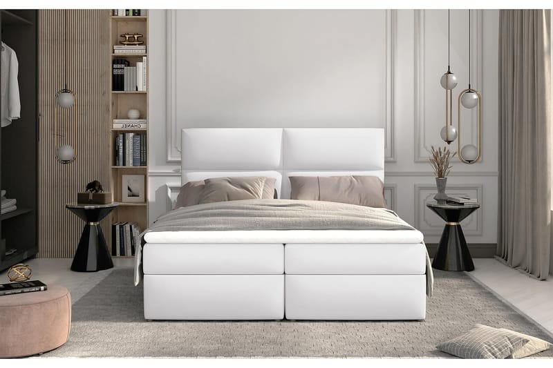 Sengepakke Epenede 160x200 cm - Lær/Hvit - Komplett sengepakke