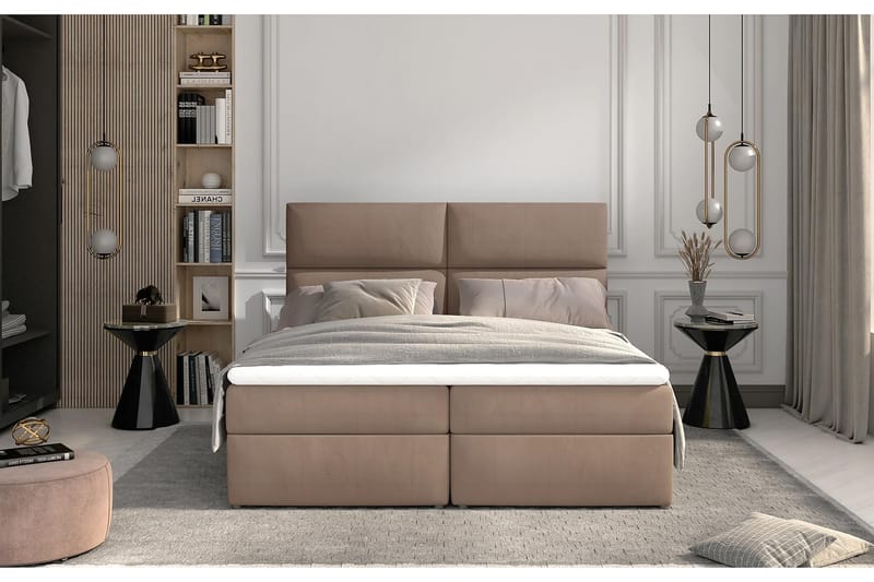 Sengepakke Epenede 160x200 cm - Lysebrun - Møbler - Senger - Komplett sengepakke