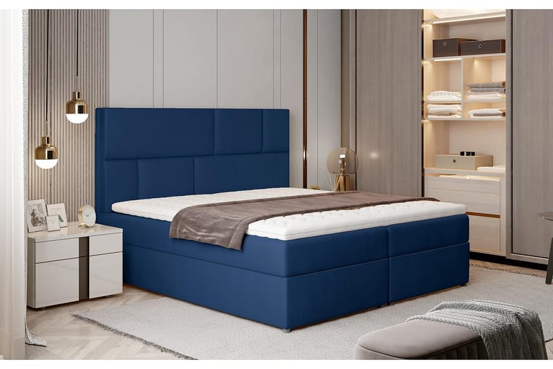 Sengepakke Maiano 160x200 cm - Blå - Komplett sengepakke