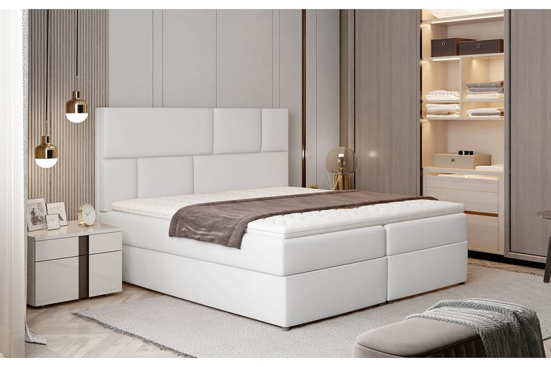 Sengepakke Maiano 160x200 cm - Lær/Hvit - Komplett sengepakke