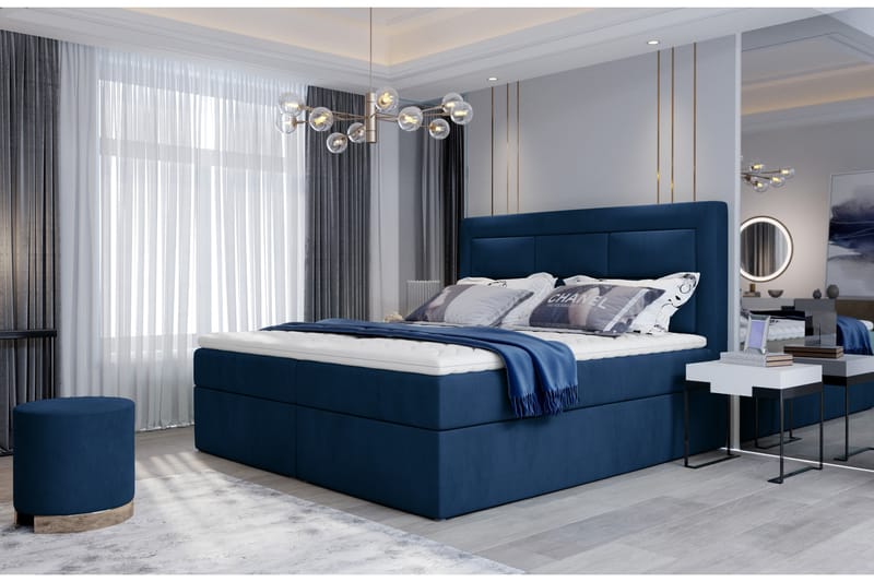 Sengepakke Montalon 140x200 cm - Blå - Komplett sengepakke