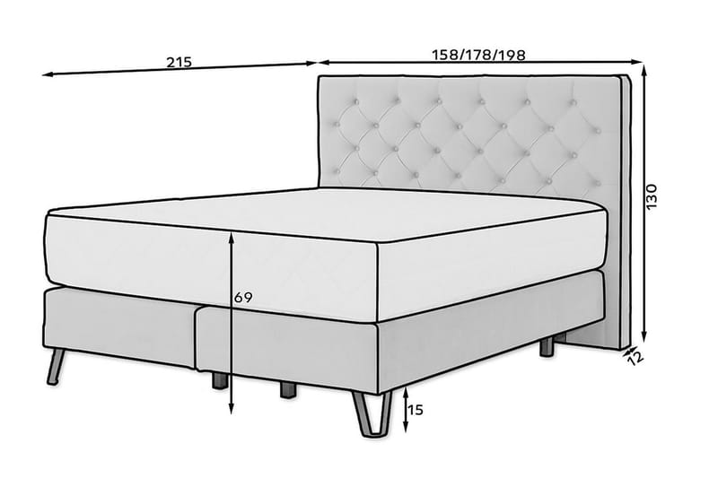 Sengepakke Rammeseng Kazuto 140x200 cm - Lyserosa - Rammeseng - Dobbeltsenger - Komplett sengepakke