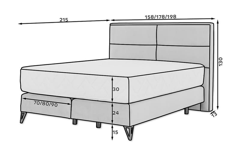 Sengepakke Rammeseng Kazuya 160x200 cm - Mørkegrå - Rammeseng - Komplett sengepakke