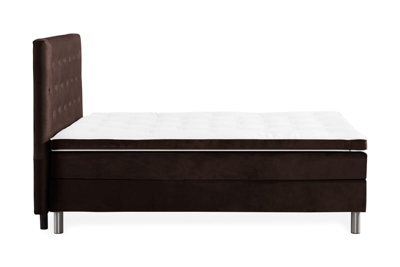 Sengepakke Rebeca 140x200 cm Gavel med Knapper - Brun | Fløyel - Kontinentalsenger - Komplett sengepakke