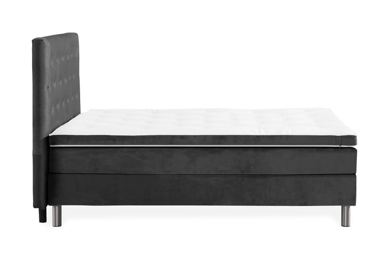 Sengepakke Rebeca 140x200 cm Gavel med Knapper - Mørkegrå | fløyel - Kontinentalsenger - Komplett sengepakke