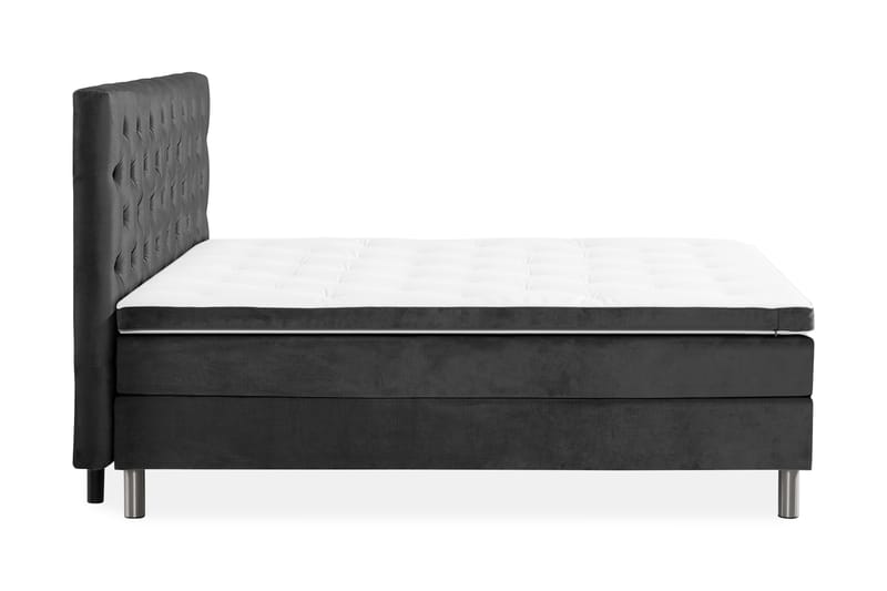 Sengepakke Rebeca 160x200 cm Dypheftet Sengegavl - Mørkegrå | fløyel - Kontinentalsenger - Dobbeltsenger - Komplett sengepakke
