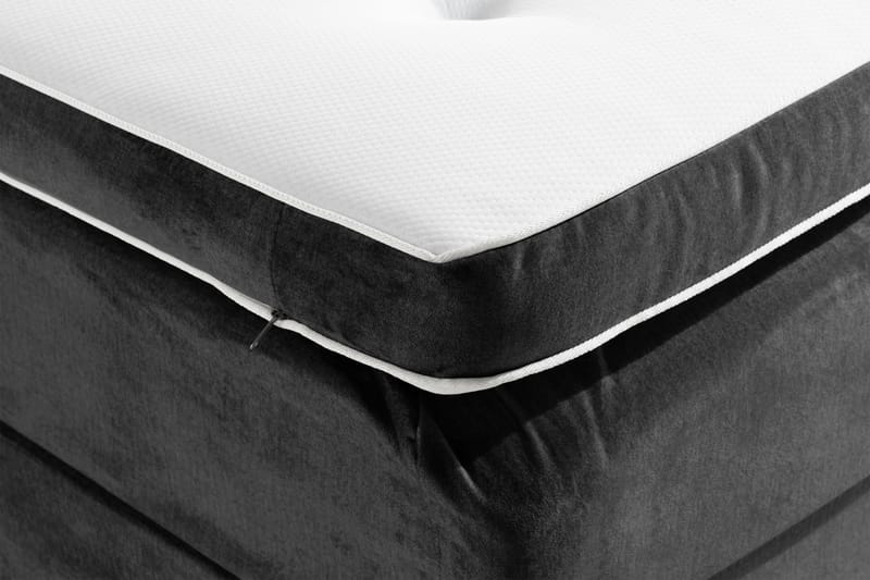 Sengepakke Rebeca 160x200 cm Gavel med Knapper - Mørkegrå | fløyel - Kontinentalsenger - Dobbeltsenger - Komplett sengepakke