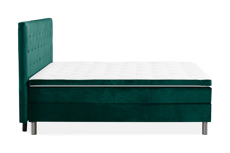 Sengepakke Rebeca 160x200 cm Gavel med Knapper - Mørkegrønn | Fløyel - Kontinentalsenger - Dobbeltsenger - Komplett sengepakke