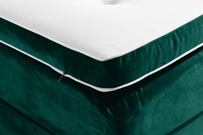 Sengepakke Rebeca 160x200 cm Gavel med Knapper - Mørkegrønn | Fløyel - Kontinentalsenger - Dobbeltsenger - Komplett sengepakke