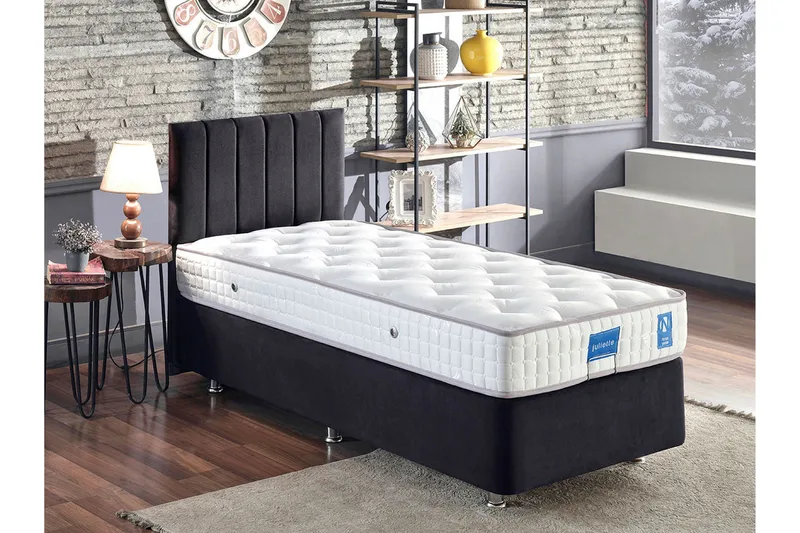 Sengeramme Misopa med Sengegavl Singel 120x200 cm, Svart