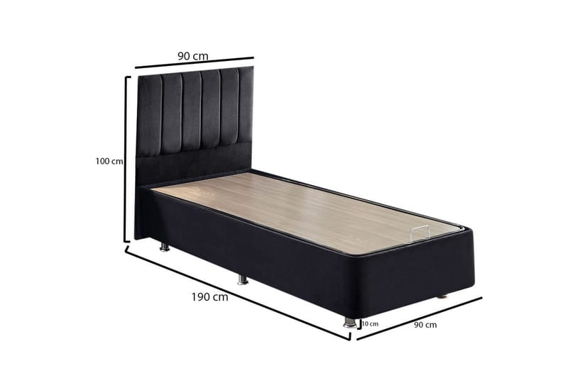 Sengeramme Misopa med Sengegavl Singel 90x190 cm - Svart - Møbler - Senger - Komplett sengepakke